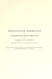 Archäologische Bemerkungen zur Saburoffschen Bronze by Reinhard Kekulé