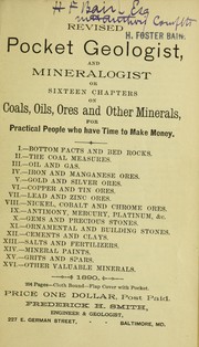 Cover of: Pocket geologist and mineralogist: or, Sixteen chapters on coals, oils, ores, and other minerals for practical people.