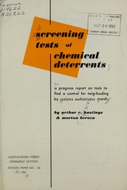 Screening tests of chemical deterrents by A. R. Hastings