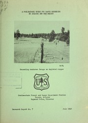 Cover of: A preliminary guide for range reseeding in Arizona and New Mexico | Hudson G. Reynolds
