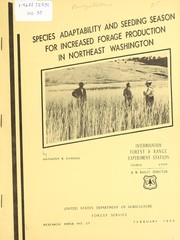 Cover of: Species adaptability and seeding season for increased forage production in Northeast Washington