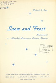 Cover of: Snow and frost: measurements in a watershed-management research program