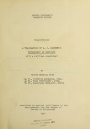 A translation of C.J. Boströms Philosophy of religion, with a critical commentary by Victor Emanuel Beck