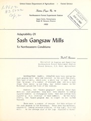 Cover of: Adaptability of sash gangsaw mills to Northeastern conditions | United States. Northeastern Forest Experiment Station (Upper Darby, Pa.)