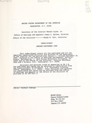 Cover of: Index-digest by United States. Department of the Interior. Office of Hearings and Appeals