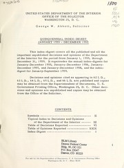 Cover of: Quinquennial index-digest: decisions and opinions of the United States Department of the Interior, Washington, D.C. : January 1955-December 1959