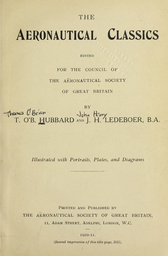 cover of The aeronautical classics