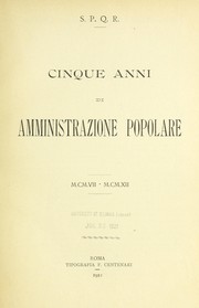 Cover of: Cinque anni di amministrazione popolare 1907-1912