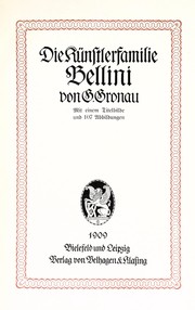 Die künstlerfamilie Bellini by Gronau, Georg