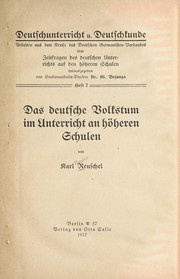 Cover of: Das deutsche Volkstum im Unterricht an ho heren Schulen