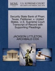 Cover of: Security State Bank Of Pharr Texas Petitioner by 