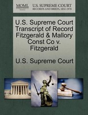 Cover of: Us Supreme Court Transcript Of Record Fitzgerald Mallory Const Co