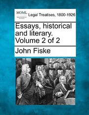 Cover of: Essays Historical And Literary Volume 2 Of 2 by 