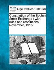 Cover of: Constitution of the Boston Stock Exchange