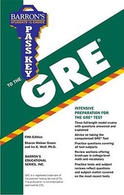 Cover of: Pass Key To The Gre Graduate Record Examination