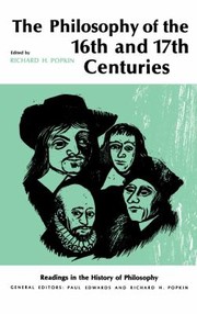 Cover of: Philosophy Of The Sixteenth And Seventeenth Centuries by 
