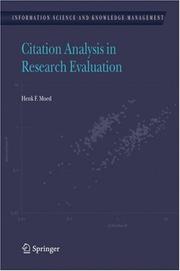 Cover of: Citation Analysis in Research Evaluation (Information Science and Knowledge Management)