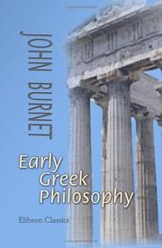 Cover of: Early Greek Philosophy by John Burnet