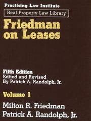 Cover of: Friedman on leases by Milton R. Friedman, Milton R. Friedman