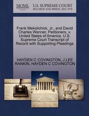 Cover of: Frank Mekolichick Jr And David Charles Wenner Petitioners