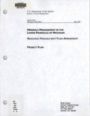 Cover of: Minerals management in the lower peninsula of Michigan: resource management plan amendment project plan