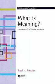 Cover of: What Is Meaning?: Fundamentals of Formal Semantics (Fundamentals of Linguistics)