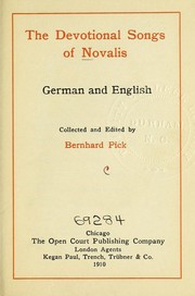 Cover of: The devotional songs of Novalis [pseud.]