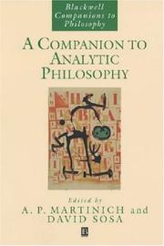 Cover of: A Companion to Analytic Philosophy (Blackwell Companions to Philosophy)