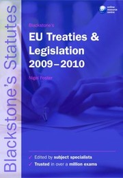 Cover of: Blackstones Eu Treaties Legislation 20092010