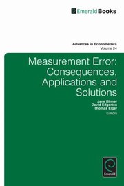 Cover of: Measurement Error Consequences Applications And Solutions