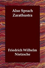 Cover of: Also Sprach Zarathustra by Friedrich Nietzsche