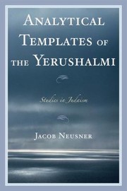 Cover of: Analytical Templates Of The Yerushalmi by 