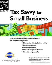 Cover of: Tax Savvy for Small Business by Frederick W. Daily