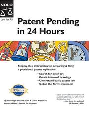 Cover of: Patent Pending in 24 Hours by Richard Stim, David Pressman