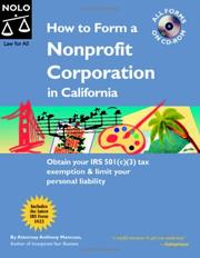 Cover of: How to form a nonprofit corporation in California by Anthony Mancuso