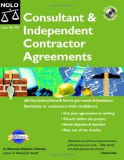 Cover of: Consultant And Independent Contractor Agreements. Book with CD-Rom (5th Edition) | Stephen Fishman
