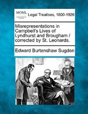 Cover of: Misrepresentations in Campbells Lives of Lyndhurst and Brougham  Corrected by St Leonards
