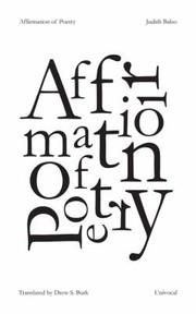 Cover of: Affirmation Of Poetry