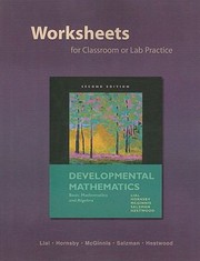 Cover of: Developmental Mathematics Worksheets For Classroom Or Lab Practice Basic Mathematics And Algebra