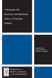 Cover of: I Remember Me Mnemonic Selfreference Effects In Preschool Children