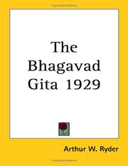 Cover of: The Bhagavad Gita 1929 by Arthur W. Ryder