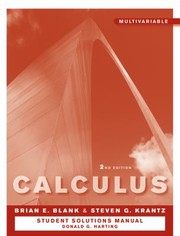 Cover of: Student Solutions Manual For Calculus Multivariable 2nd Edition By Brian E Blank Steven G Krantz