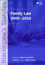 Cover of: Blackstones Statutes On Family Law 20092010