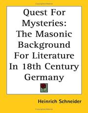 Cover of: Quest for Mysteries: The Masonic Background for Literature in 18th Century Germany