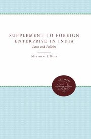Cover of: Supplement To Foreign Enterprise In India Laws And Policies