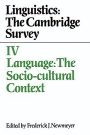 Cover of: Language The Sociocultural Context