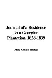 Cover of Journal of a Residence on a Georgian Plantation, 1838-1839