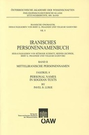 Personal Names In Sogdian Texts by Pavel Borisovich Lurje