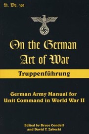 Cover of: On The German Art Of War Truppenfhrung