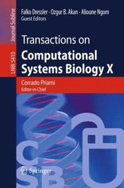 Cover of: Transactions On Computational Systems Biology